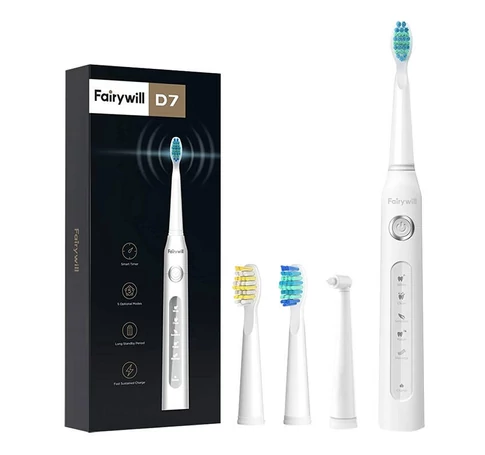 FairyWill FW507 Szónikus fogkefe fejkészlettel (fehér)