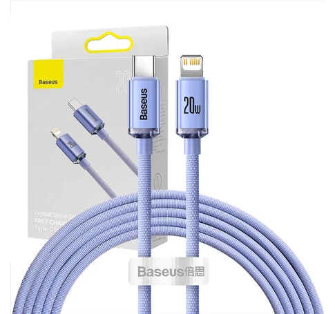 Baseus Crystal USB-C-Lightning kábel, 20W, PD, 2m (lila)