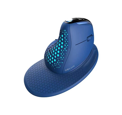 Bezprzewodowa mysz pionowa Delux M618XSD BT+2.4G RGB (niebieska)