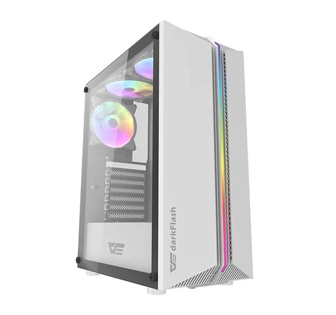 Darkflash DK151 LED-es számítógépház + 3 RGB ventilátor (fehér)