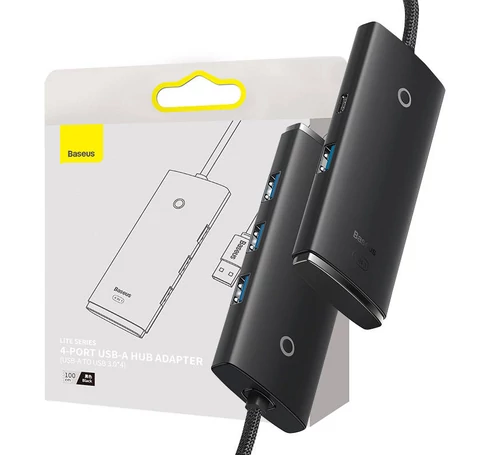 Baseus Lite Series 4 az 1-ben hub, USB - 4x USB 3.0, 1m (fekete)