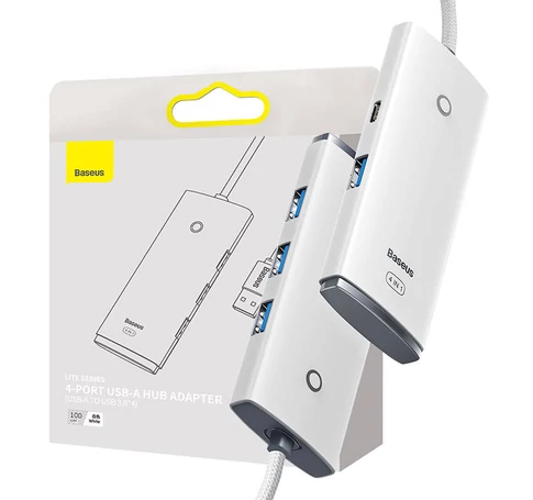 Baseus Lite Series 4 az 1-ben hub, USB - 4x USB 3.0, 1m (fehér)