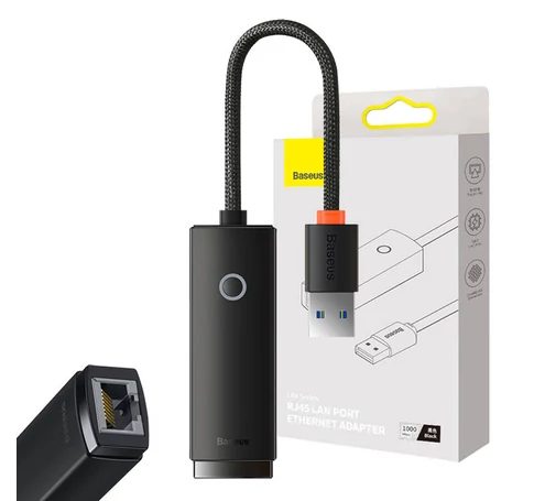 Baseus Lite sorozat USB-RJ45 hálózati adapter (fekete)