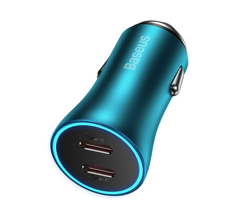 Baseus Golden Contactor Pro autós töltő, 2x USB-C, 40W (kék)
