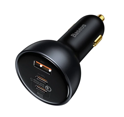 Baseus Qualcomm autós töltő, USB, 2x USB-C, 160W (szürke)