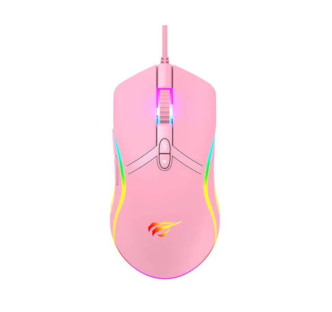 Mysz gamingowa Havit MS1026 RGB 1000-6400 DPI (różowa)