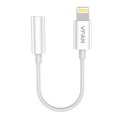 VFAN L07 Lightning 3.5mm-es mini jack 3.5mm-es AUX kábel, 10cm (fehér)