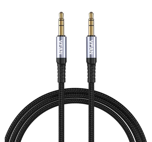 VFAN L11 mini jack 3.5mm AUX kábel, 1m, aranyozott (szürke)
