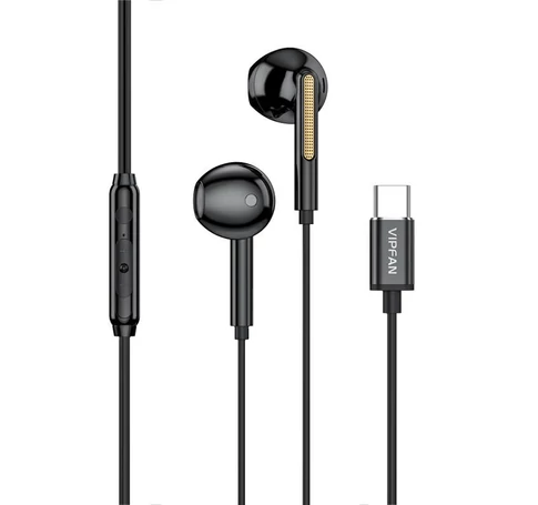 Vezetékes fülhallgató VFAN M11, USB-C (fekete)