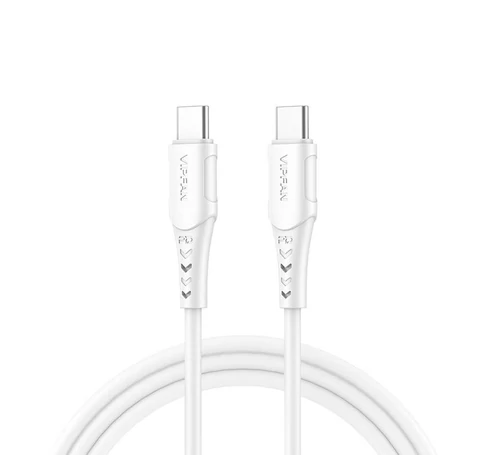 USB-C-USB-C kábel VFAN P05, 60W, PD, 1m (fehér)