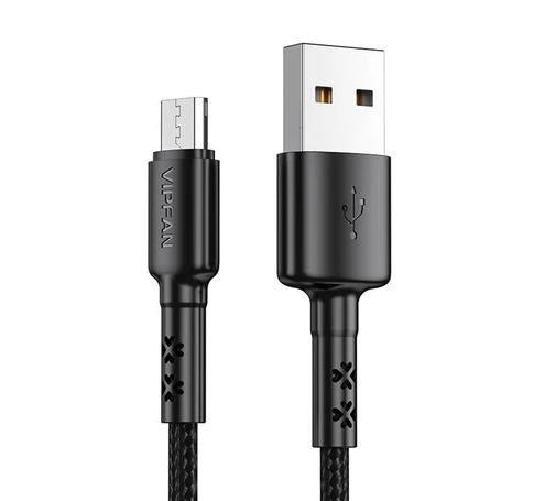 USB-kábel Micro USB-hez Vipfan X02, 3A, 1,2 m (fekete)