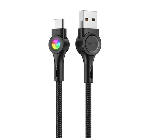 USB és USB-C kábel VFAN Colorful X08, 3A, 1.2m (fekete)