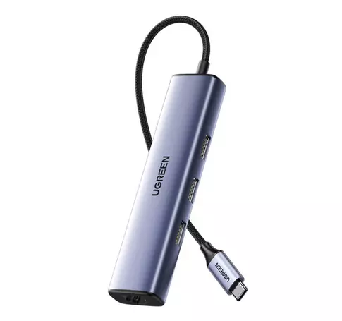 UGREEN CM475 Hub USB-C adapter 3x USB 3.0, RJ45, USB-C PD (rövid)