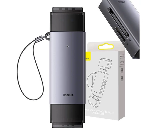 Baseus Lite Series SD/TF memóriakártya olvasó, USB + USB-C (szürke)