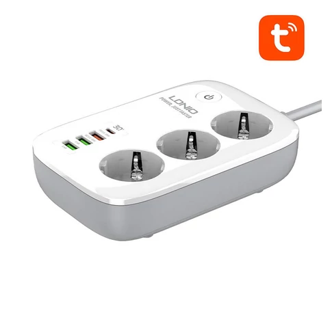 Inteligentna listwa zasilająca Wi-Fi LDNIO SEW3452, Tuya (biała)