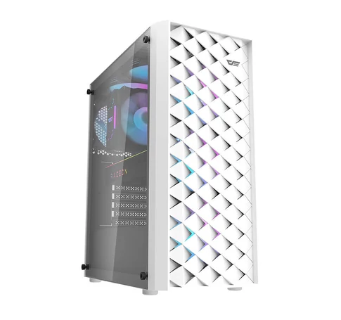 Darkflash DK351 számítógépház + 4 RGB ventilátor (fehér)