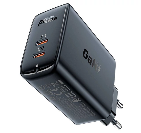 Ładowarka sieciowa Acefast A29 PD50W GAN  2x USB-C 50W (czarny)