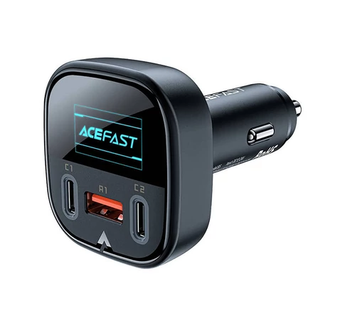 Acefast B5 autós töltő, 101 W, 2x USB-C + USB, OLED (fekete)
