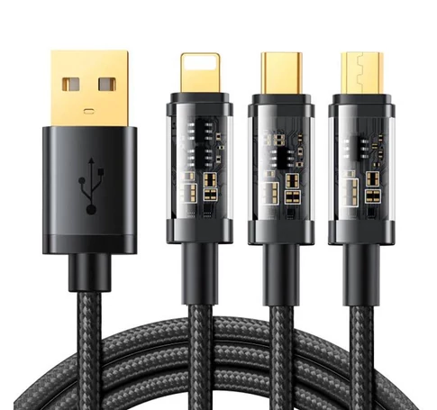 Kabel USB Joyroom S-1T3015A5 3w1 USB-C / Lightning / Micro USB 3.5A 1.2m (czarny)