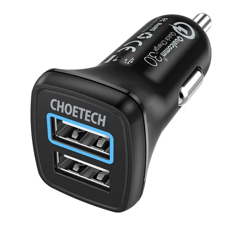 Car Charger Choetech C0051, 30W QC 3.0 Dual Ports (black)