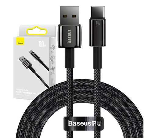 Baseus Tungsten Gold USB - USB-C Kábel, 100W, 2m (fekete)