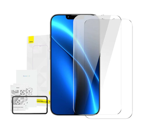 Baseus Crystal iPhone 14 Plus/13 Pro Max Edzett üvegfólia, 0,3 mm (2 db)
