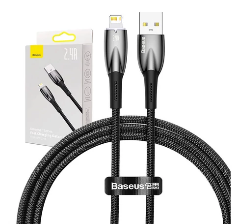 Baseus Glimmer USB - Lightning kábel, 2.4A, 1m (fekete)