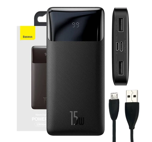 Baseus Bipow Powerbank 10000mAh, 15W (fekete)