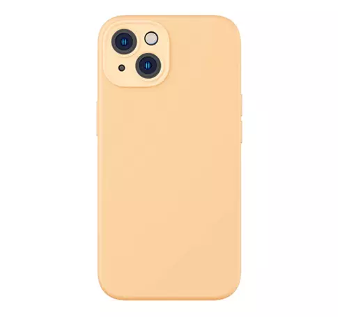 Case Baseus folyékony szilikagél iPhone 14 Plus-hoz (sárga) + edzett üveg + tisztítókészlet