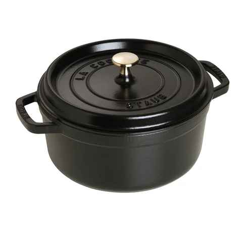 Staub Round Cast Iron Casserole - 3.8 ltr, Black