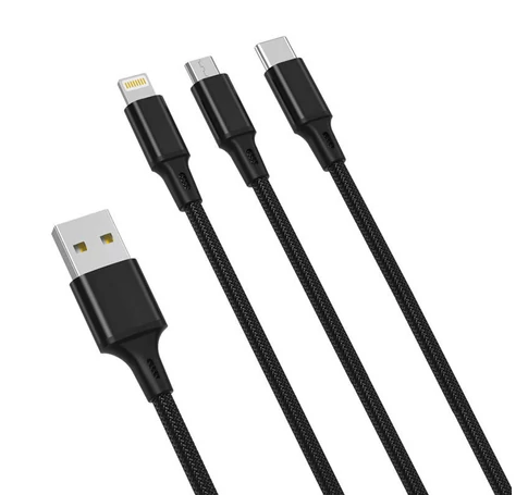 USB XO 3in1 USB-C kábel / Lightning / Micro 2.4A 1.2m (fekete)