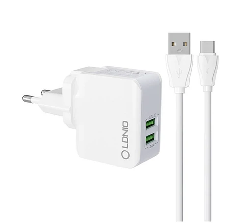 Wall charger  LDNIO A2203 2USB + USB-C cable