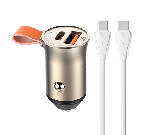 Ładowarka samochodowa LDNIO C509Q USB, USB-C 30W + kabel USB-C - USB-C