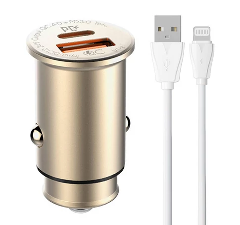 LDNIO C506Q USB, USB-C Car charger + Lightning Cable