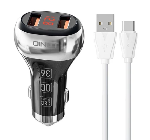 Ładowarka samochodowa LDNIO C2 2USB + Kabel USB-C