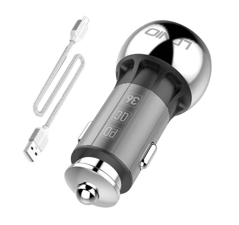 Ładowarka samochodowa LDNIO C1 USB, USB-C + Kabel MicroUSB