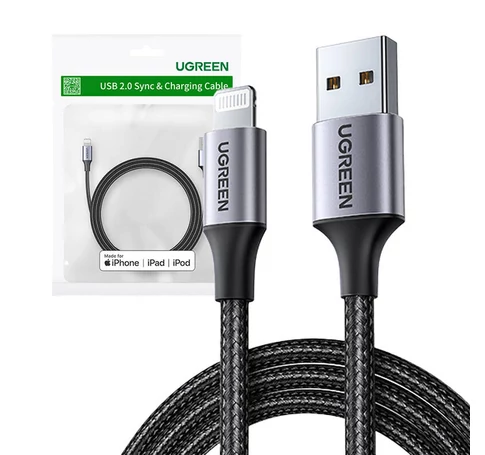 UGREEN US199 USB - Lightning kábel, 2.4A, 2m (fekete)