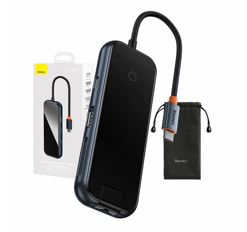 Baseus 8 az 1-ben Hub USB-C - HDMI + 2xUSB + PD + SD/TF + RJ45 (sötétszürke)