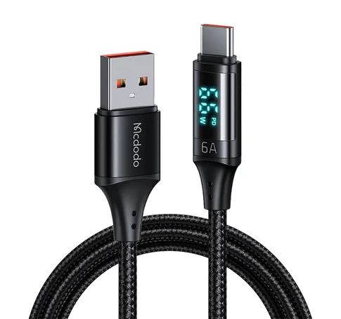 Cable USB to USB-C Mcdodo CA-1080 with display , 66W, 6A, 1.2m (black)