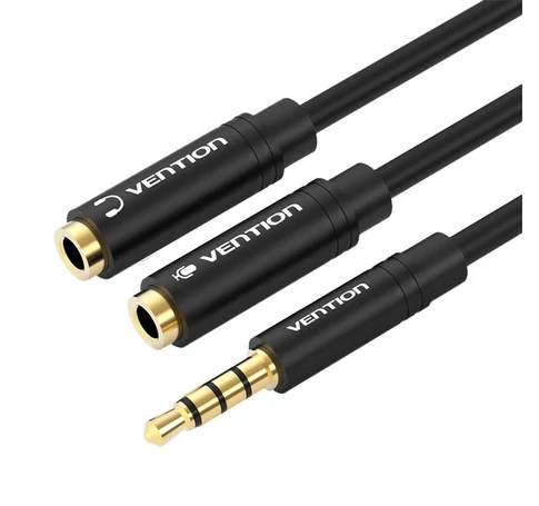 Cable Audio 3.5mm Male to 2x 3.5mm Female Vention BBVBY 0.3m (black)