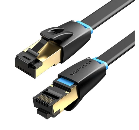 Flat Network Cable CAT8 U/FTP Vention IKCBG RJ45 Ethernet 40Gpbs 1m (Black)