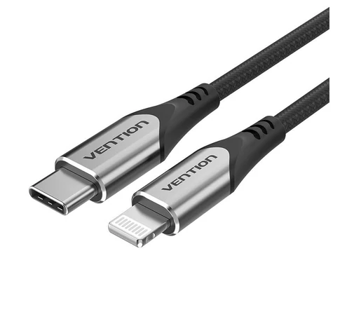 Cable USB-C 2.0 to Lightning Vention TACHG MFi 3A 1.5m gray
