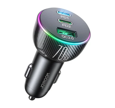 Ładowarka samochodowa Joyroom JR-CL26, 2x USB-C PD, 1x USB  70W (czarna)