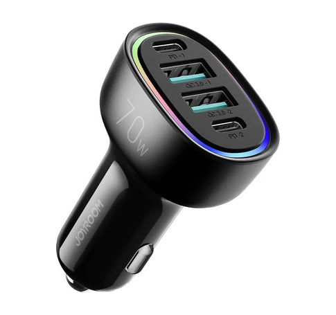 Ładowarka samochodowa Joyroom JR-CL29, 2x USB-C PD, 2x USB 70W (czarna)