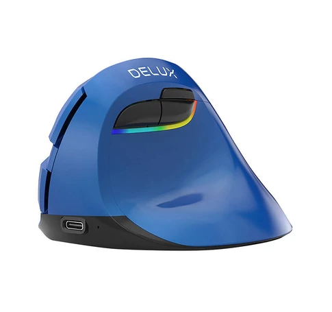Vezeték nélküli függőleges egér Delux M618Mini BT / 2.4G 4000DPI RGB (kék)