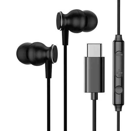 Słuchawki dokanałowe przewodowe Joyroom JR-EC04, USB C (czarne)