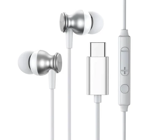 Słuchawki dokanałowe przewodowe Joyroom JR-EC04, USB C (srebrne)