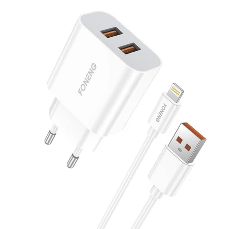 Fast charger Foneng 2x USB EU45 12W + USB Lightning cable
