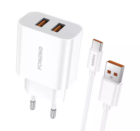 Ładowarka sieciowa Foneng EU45, 2x USB + Kabel USB C