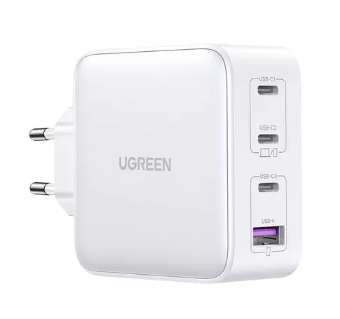 UGREEN 15337 Nexode hálózati töltő, 3xUSB-C, USB-A 3.0, PD3.0, QC4.0, GaN, 100 W (fehér)